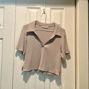Abercrombie and Fitch Cozy Rib Polo Light Grey XS
